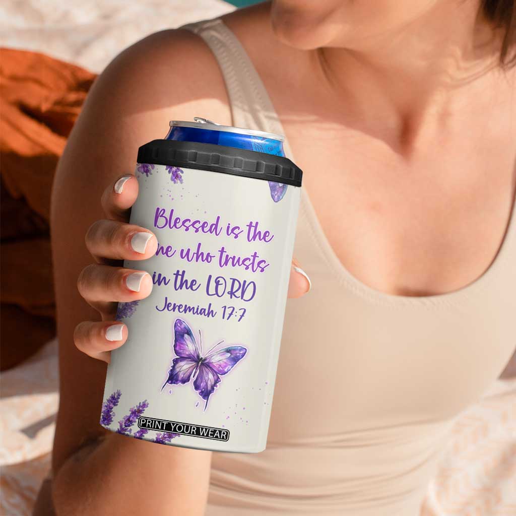 Inspirational Christian Faith Butterfly 4 in 1 Can Cooler Tumbler Blessed Is The One Who Trusts In The Lord Bible Verses Religious Scripture TB02 Print Your Wear