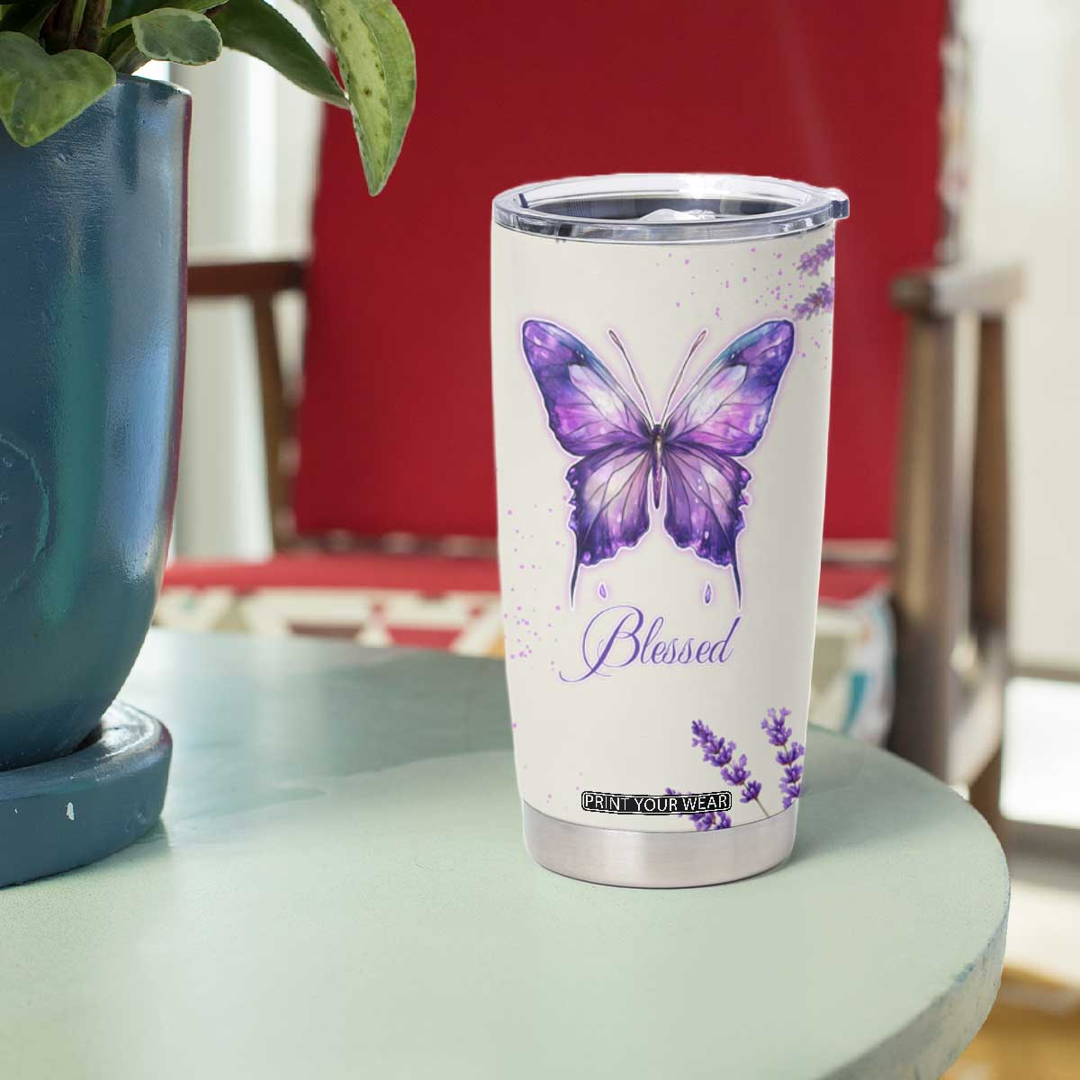 Inspirational Christian Faith Butterfly Tumbler Cup Blessed Is The One Who Trusts In The Lord Bible Verses Religious Scripture TB02 Print Your Wear