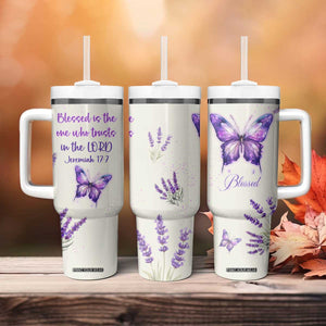 Inspirational Christian Faith Butterfly Tumbler With Handle Blessed Is The One Who Trusts In The Lord Bible Verses Religious Scripture TB02 Print Your Wear