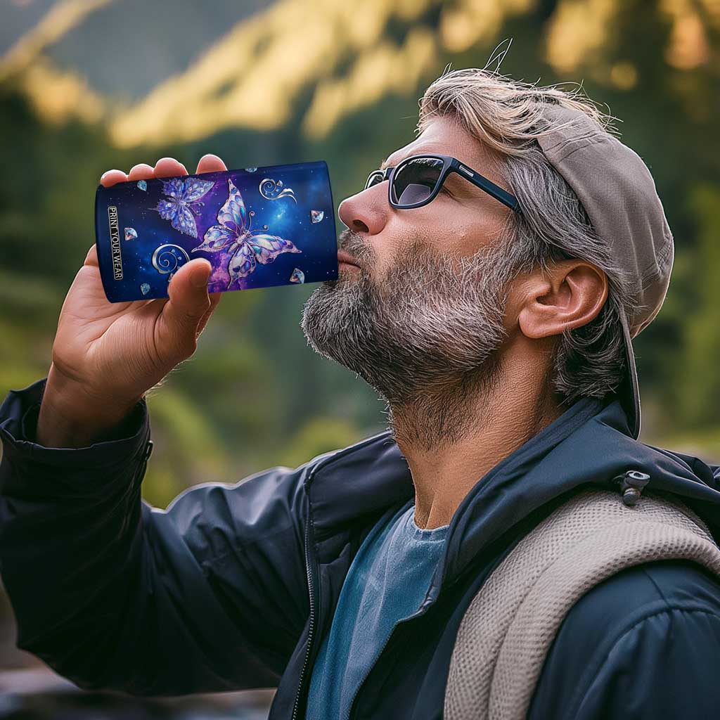 Personalized Name Butterfly 4 in 1 Can Cooler Tumbler Blue Galaxy Gem Butterflies Gifts TB02 Print Your Wear