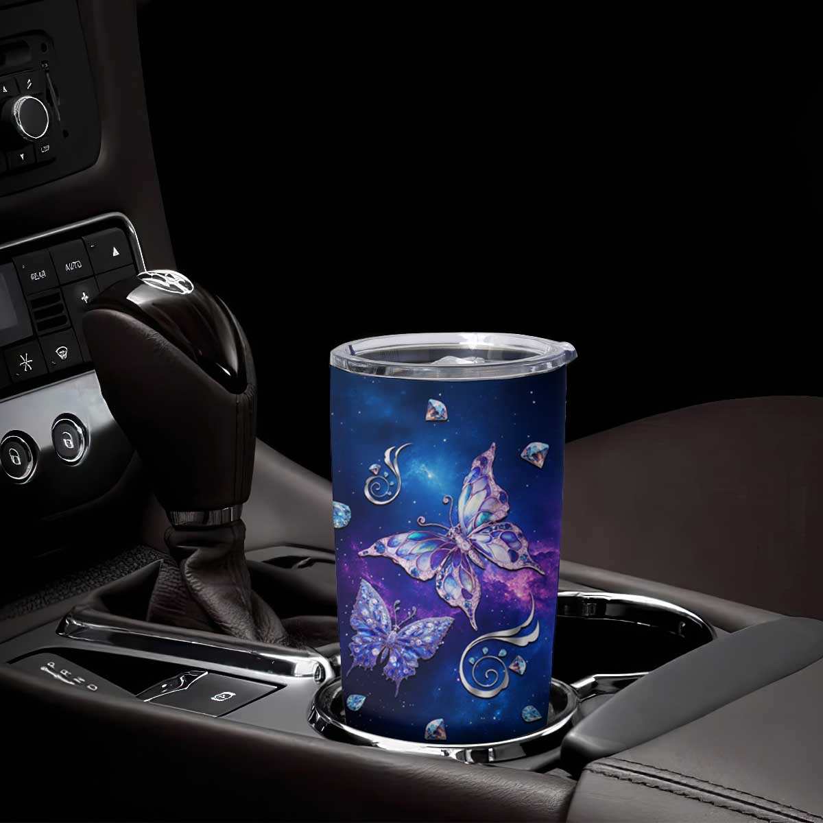 Personalized Name Butterfly Tumbler Cup Blue Galaxy Gem Butterflies Gifts TB02 Print Your Wear