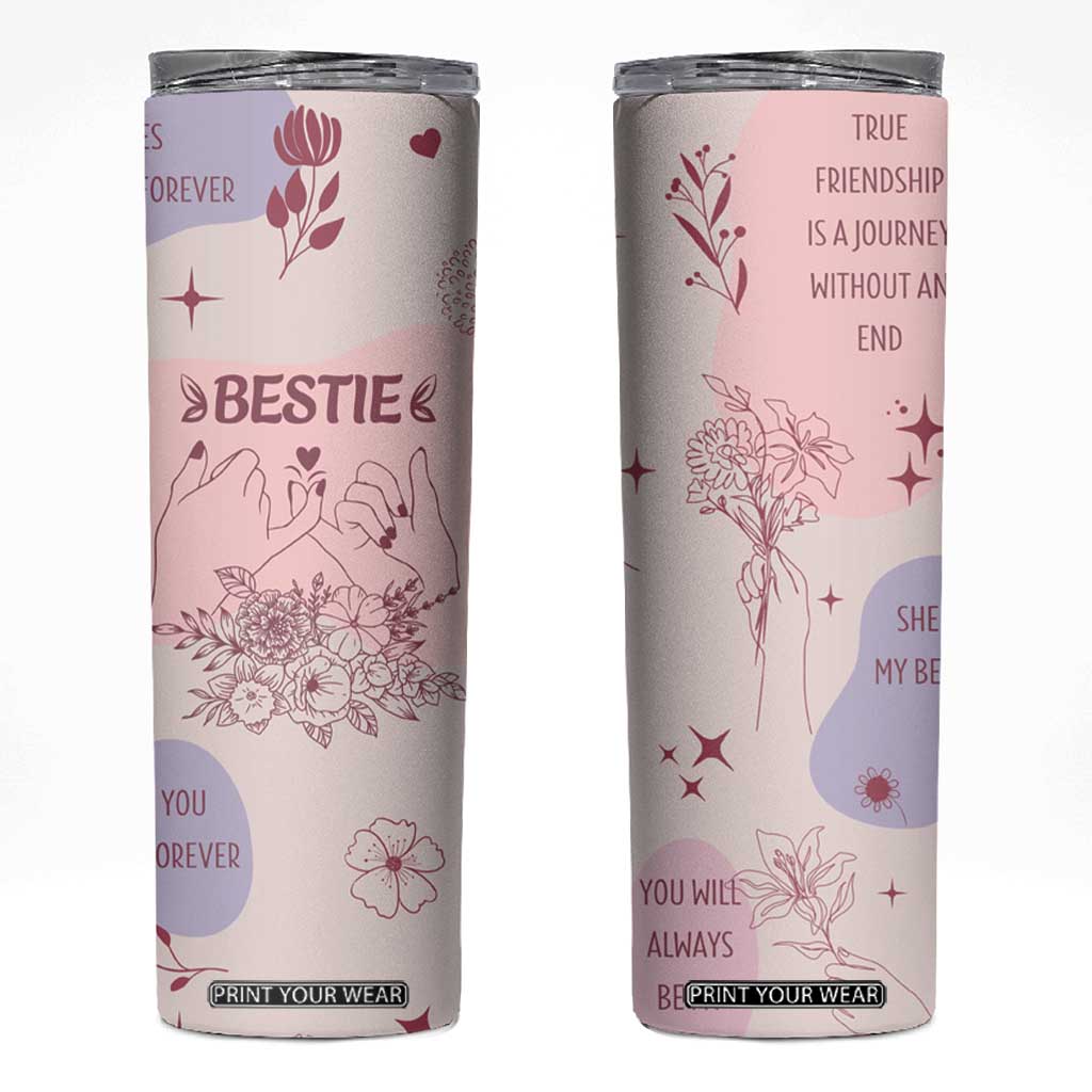 Bestie Friendship Skinny Tumbler Cute Pink Aesthetic True Girls Friendship Quotes TB02 Light Pink Print Your Wear