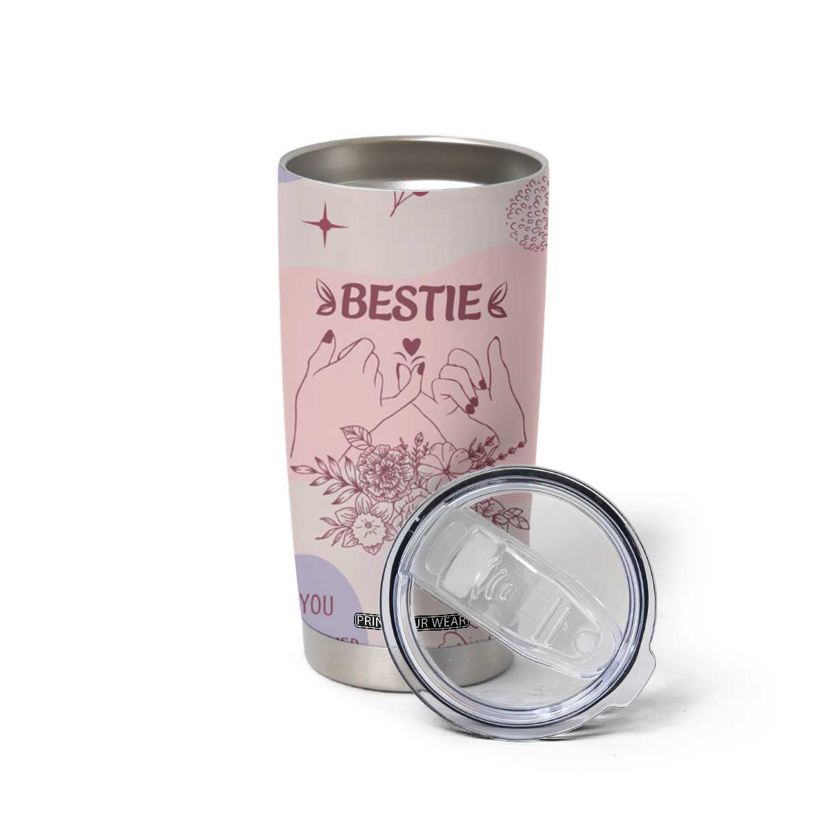 Bestie Friendship Tumbler Cup Cute Pink Aesthetic True Girls Friendship Quotes TB02 Print Your Wear