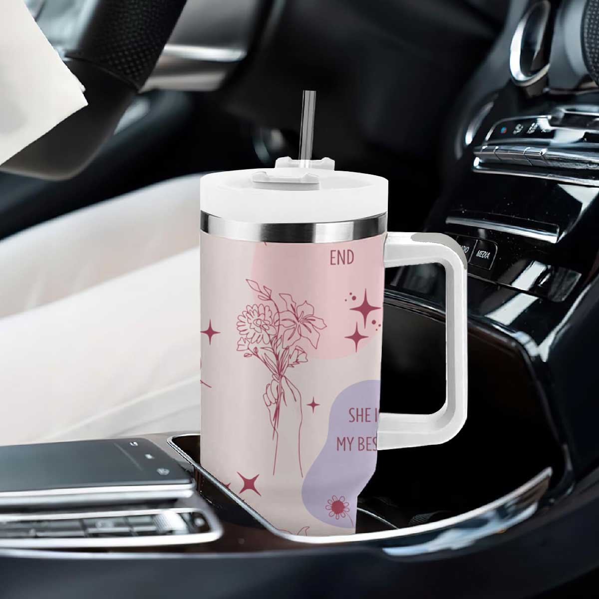 Bestie Friendship Tumbler With Handle Cute Pink Aesthetic True Girls Friendship Quotes TB02 Print Your Wear