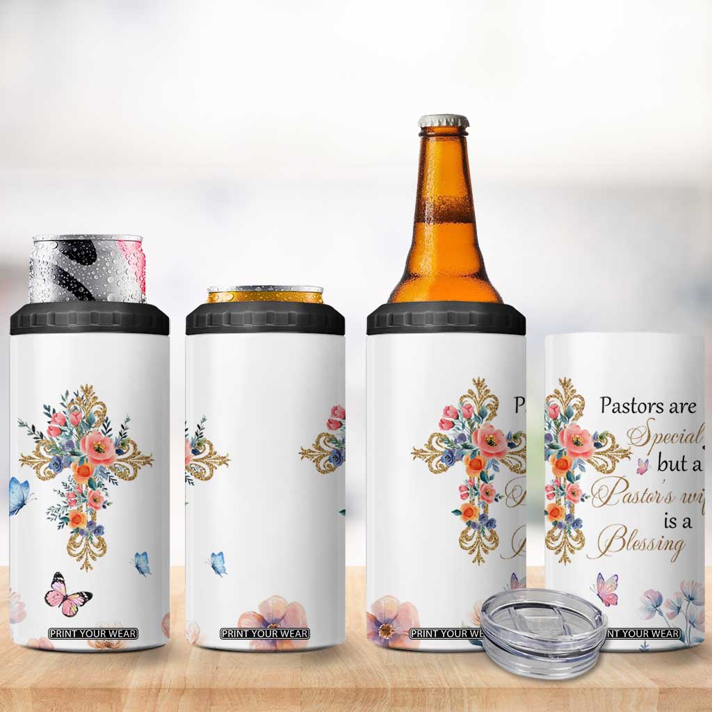 Blessed Pastors Wife 4 in 1 Can Cooler Tumbler Christian Botanical Floral Cross Religious Pastor Appreciation TB02 Print Your Wear