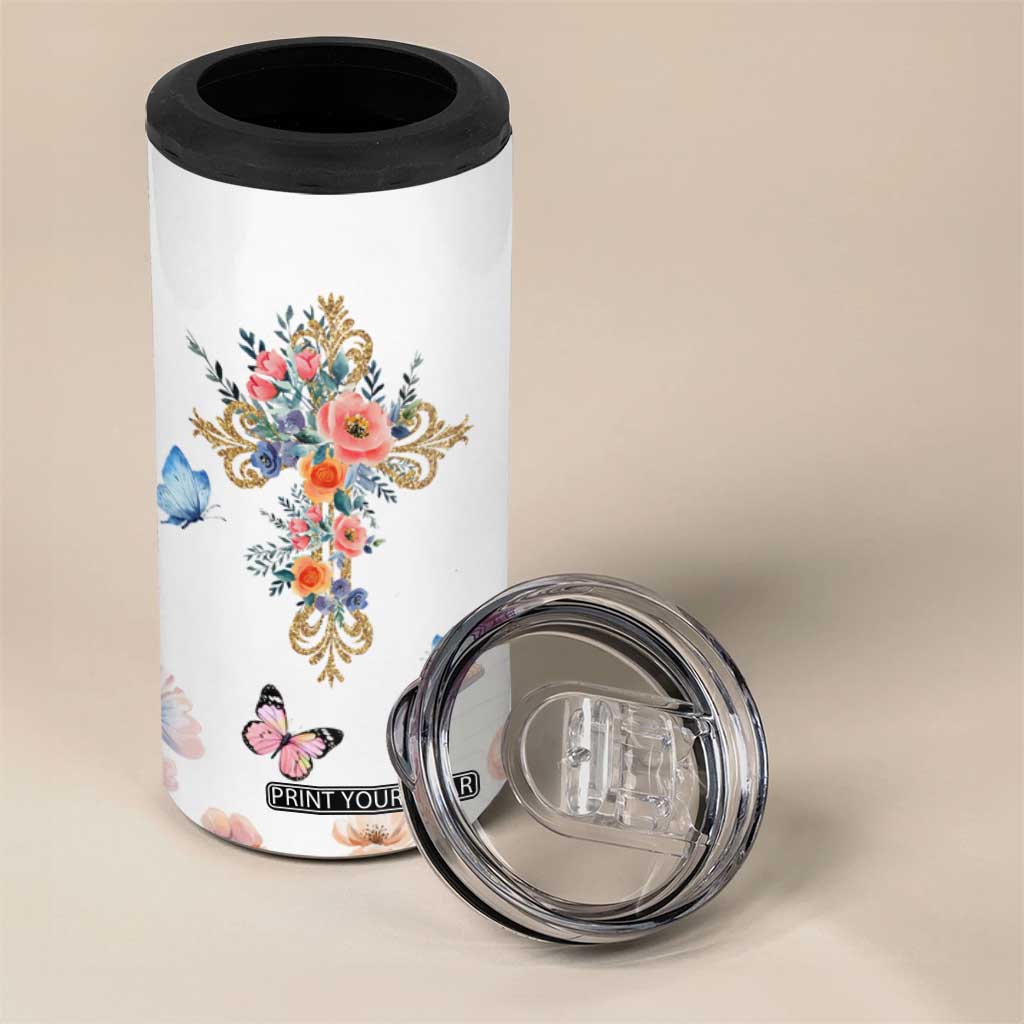 Blessed Pastors Wife 4 in 1 Can Cooler Tumbler Christian Botanical Floral Cross Religious Pastor Appreciation TB02 Print Your Wear