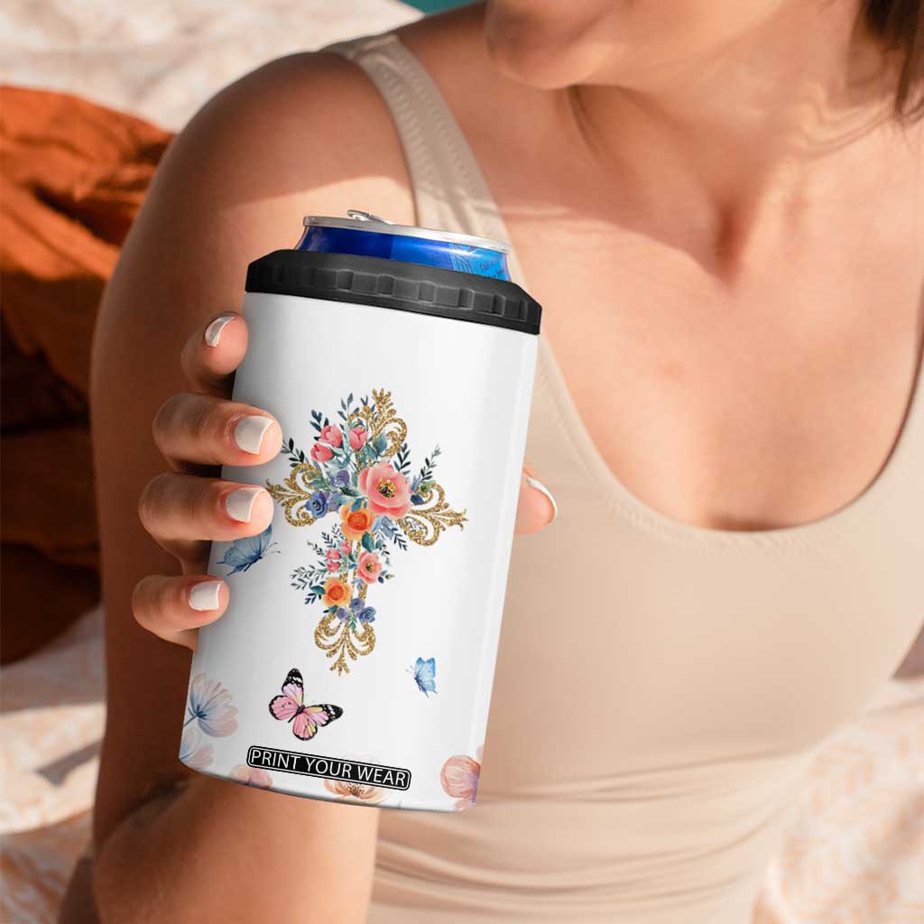 Blessed Pastors Wife 4 in 1 Can Cooler Tumbler Christian Botanical Floral Cross Religious Pastor Appreciation TB02 Print Your Wear