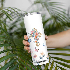 Blessed Pastors Wife Skinny Tumbler Christian Botanical Floral Cross Religious Pastor Appreciation TB02 Print Your Wear