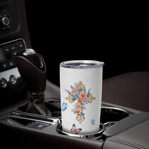 Blessed Pastors Wife Tumbler Cup Christian Botanical Floral Cross Religious Pastor Appreciation TB02 Print Your Wear
