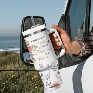 Blessed Pastors Wife Tumbler With Handle Christian Botanical Floral Cross Religious Pastor Appreciation TB02 Print Your Wear