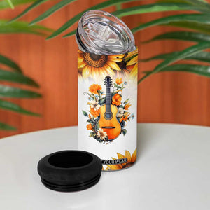 Dirt Roads And Country Music Girl 4 in 1 Can Cooler Tumbler Rustic Sunflower Floral Guitar Southern Cowgirl TB02 Print Your Wear