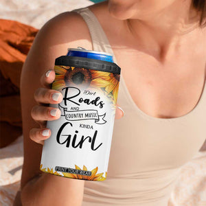Dirt Roads And Country Music Girl 4 in 1 Can Cooler Tumbler Rustic Sunflower Floral Guitar Southern Cowgirl TB02 Print Your Wear