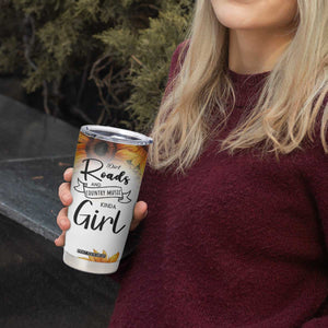 Dirt Roads And Country Music Girl Tumbler Cup Rustic Sunflower Floral Guitar Southern Cowgirl TB02 Print Your Wear