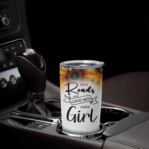 Dirt Roads And Country Music Girl Tumbler Cup Rustic Sunflower Floral Guitar Southern Cowgirl TB02 Print Your Wear