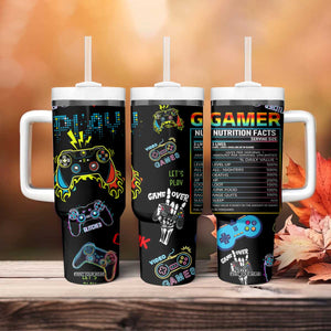 Gamer Nutrition Facts Tumbler With Handle Video Game Controller Funny Gaming Gift TB02 Print Your Wear