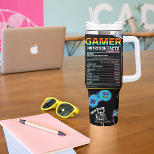 Gamer Nutrition Facts Tumbler With Handle Video Game Controller Funny Gaming Gift TB02 Print Your Wear