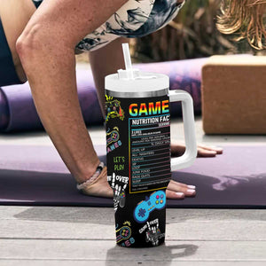 Gamer Nutrition Facts Tumbler With Handle Video Game Controller Funny Gaming Gift TB02 Print Your Wear