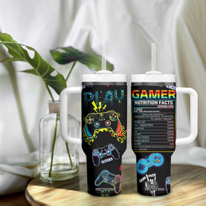 Gamer Nutrition Facts Tumbler With Handle Video Game Controller Funny Gaming Gift TB02 Print Your Wear