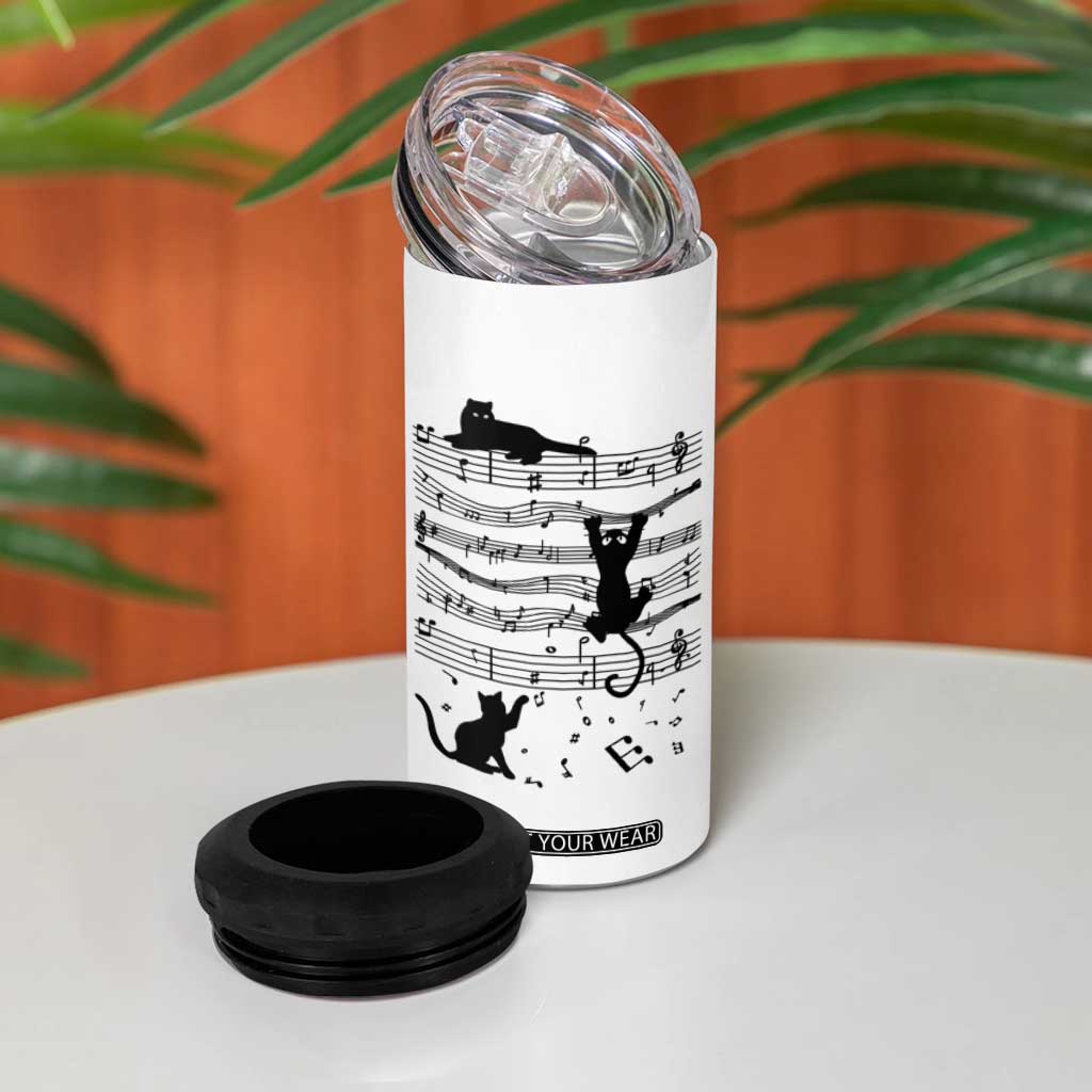 Music Teacher 4 in 1 Can Cooler Tumbler Teaching Music Is My Superpower Musicians Funny Cat Music Notes TB02 Print Your Wear