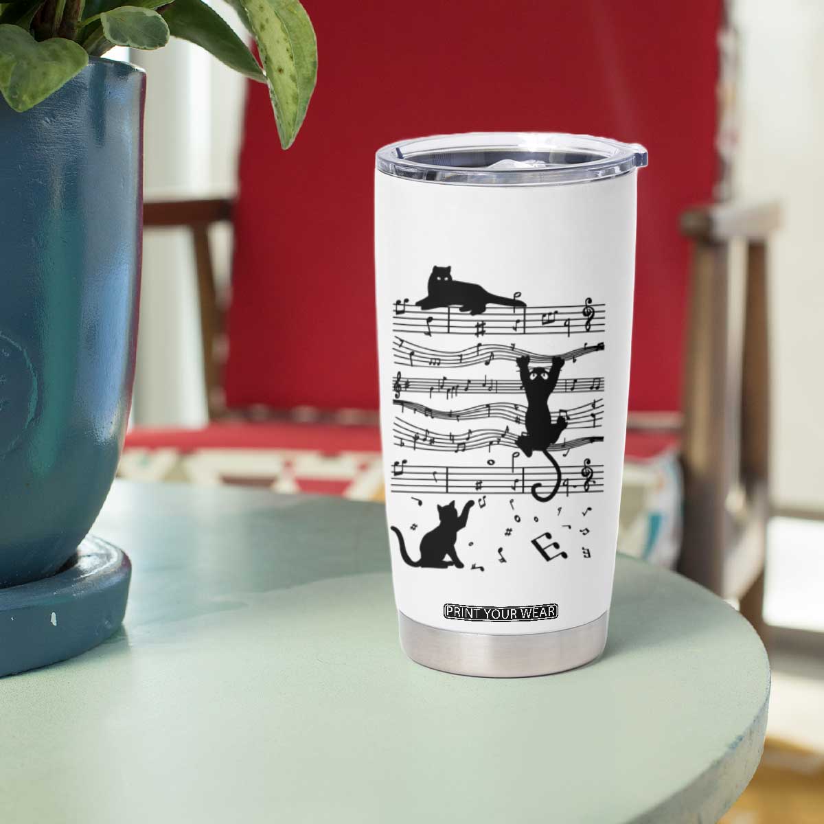 Music Teacher Tumbler Cup Teaching Music Is My Superpower Musicians Funny Cat Music Notes TB02 Print Your Wear