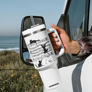 Music Teacher Tumbler With Handle Teaching Music Is My Superpower Musicians Funny Cat Music Notes TB02 Print Your Wear
