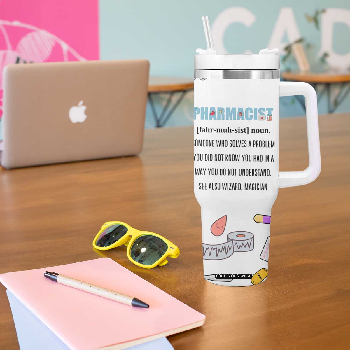 Funny Pharmacist Tumbler With Handle Pharmacy Tech Appreciation Pill Bottle Prescription TB02 Print Your Wear