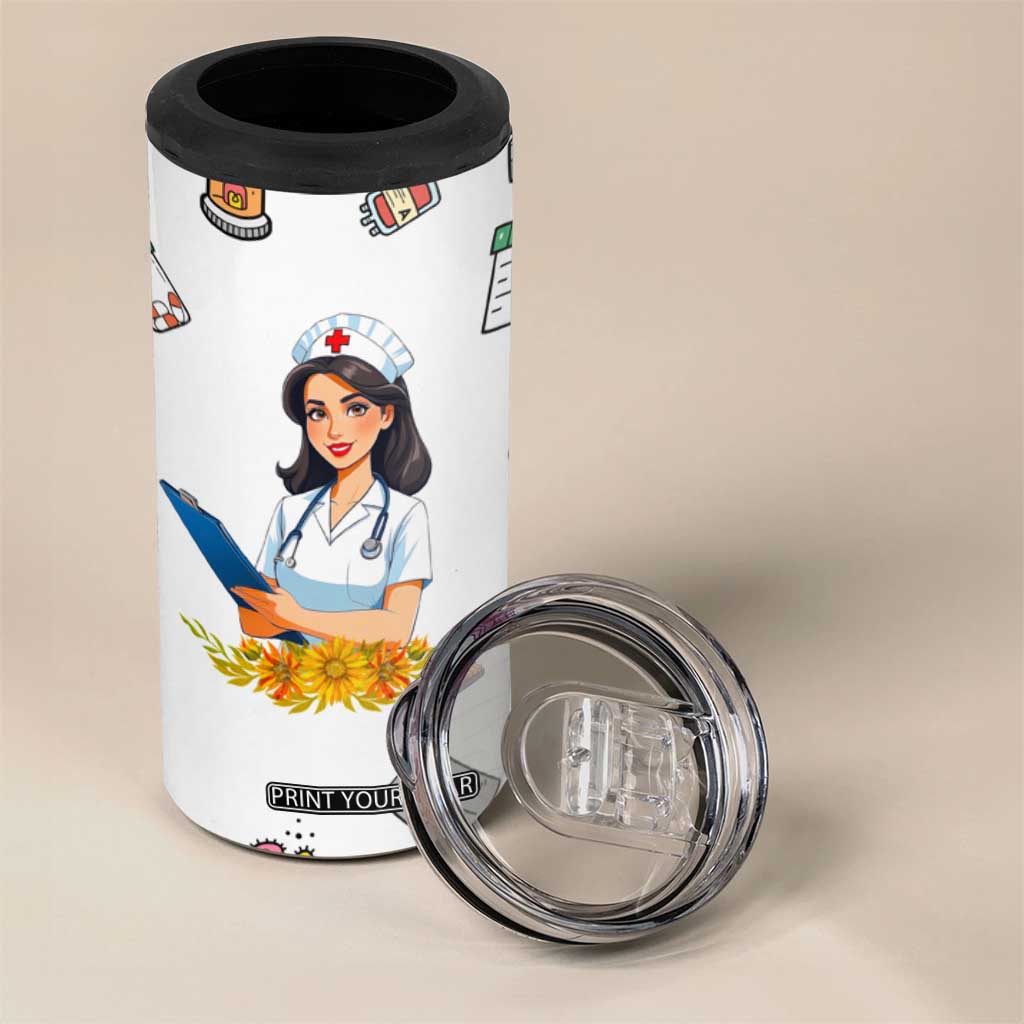 Funny Nurse Nutrition Facts 4 in 1 Can Cooler Tumbler Medical Rn Healthcare Worker Appreciation, Nursing School Student Gift TB02 Print Your Wear
