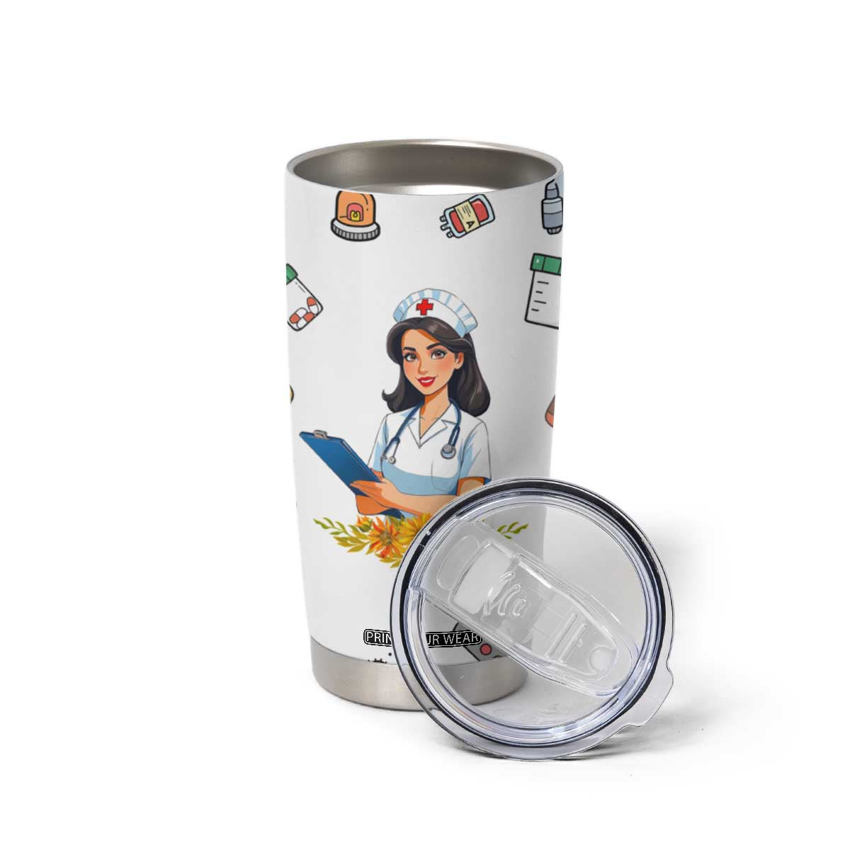 Funny Nurse Nutrition Facts Tumbler Cup Medical Rn Healthcare Worker Appreciation, Nursing School Student Gift TB02 Print Your Wear
