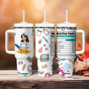 Funny Nurse Nutrition Facts Tumbler With Handle Medical Rn Healthcare Worker Appreciation, Nursing School Student Gift TB02 Print Your Wear