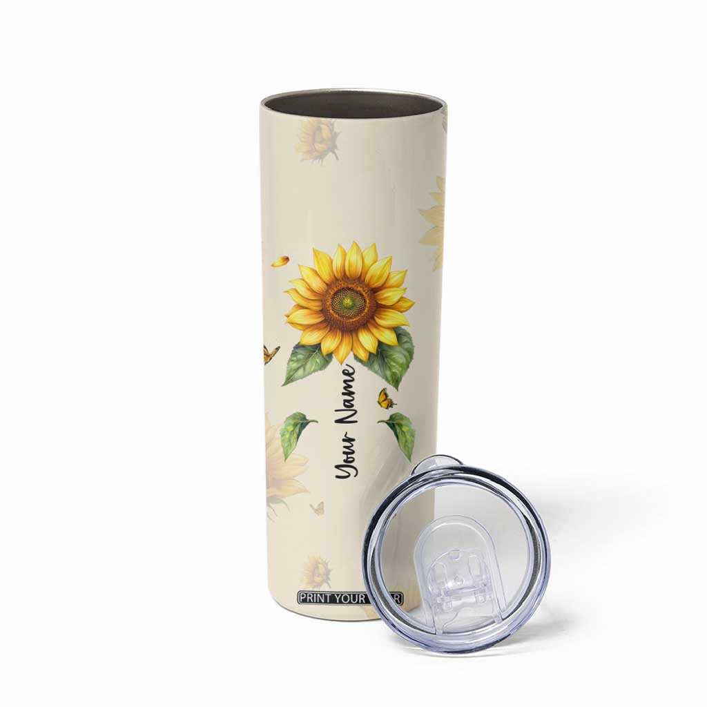 Personalized Sunflower Garden Skinny Tumbler Custom Name In A World Full Of Roses Be A Sunflower Inspirational Gift TB02 Print Your Wear