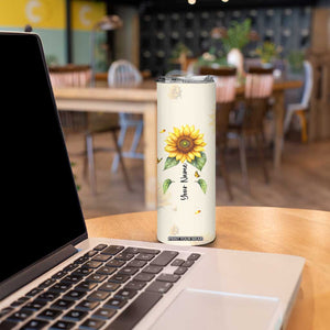 Personalized Sunflower Garden Skinny Tumbler Custom Name In A World Full Of Roses Be A Sunflower Inspirational Gift TB02 Print Your Wear