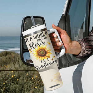 Personalized Sunflower Garden Tumbler With Handle Custom Name In A World Full Of Roses Be A Sunflower Inspirational Gift TB02 Print Your Wear