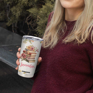 Personalized Book Lover Tumbler Cup Custom Name Floral Just A Girl Who Loves Books Bibliophile Gift TB02 Print Your Wear