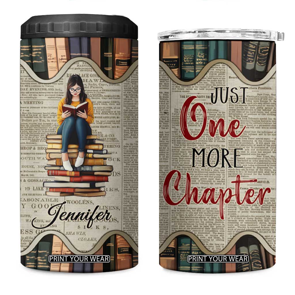 Personalized Book Lover 4 in 1 Can Cooler Tumbler Custom Name Just One More Chapter Bookworm Bibliophile Gift TB02 One Size: 16 oz Sand Print Your Wear