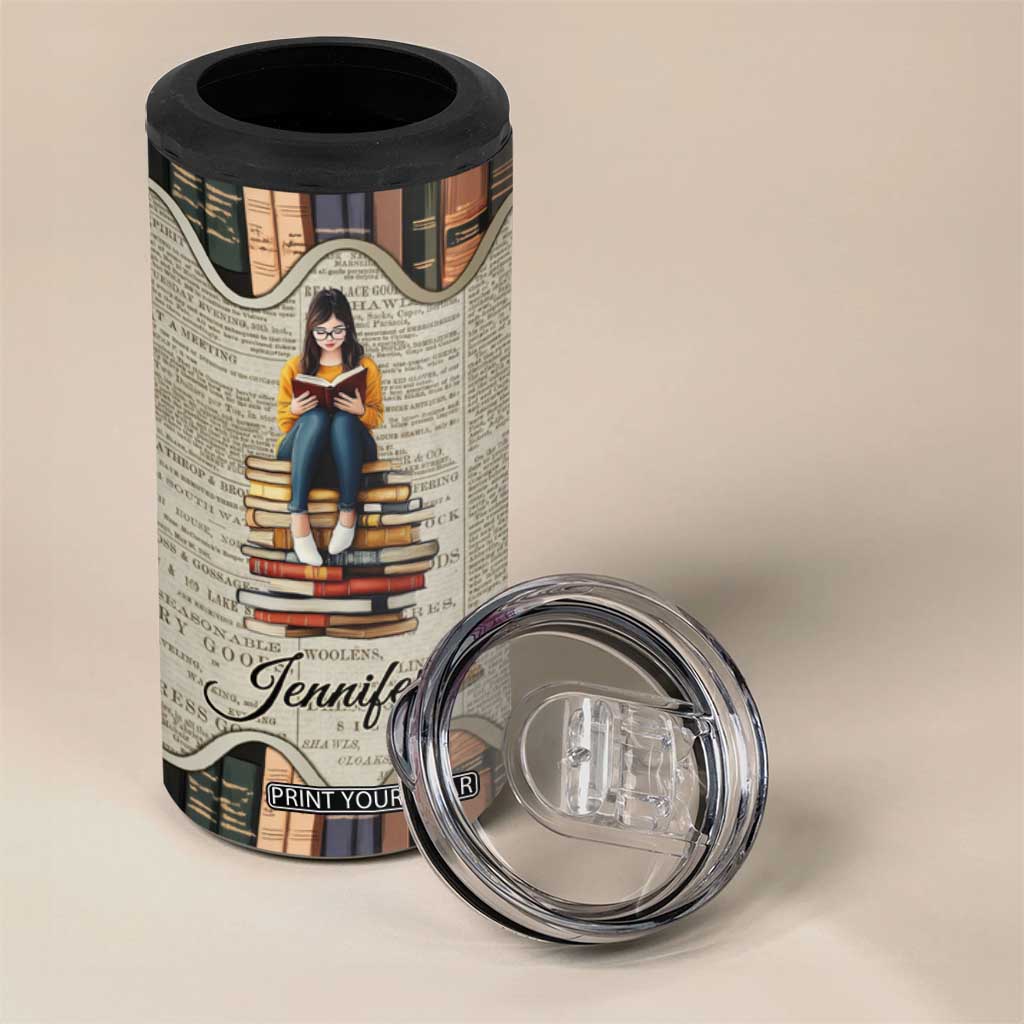 Personalized Book Lover 4 in 1 Can Cooler Tumbler Custom Name Just One More Chapter Bookworm Bibliophile Gift TB02 Print Your Wear