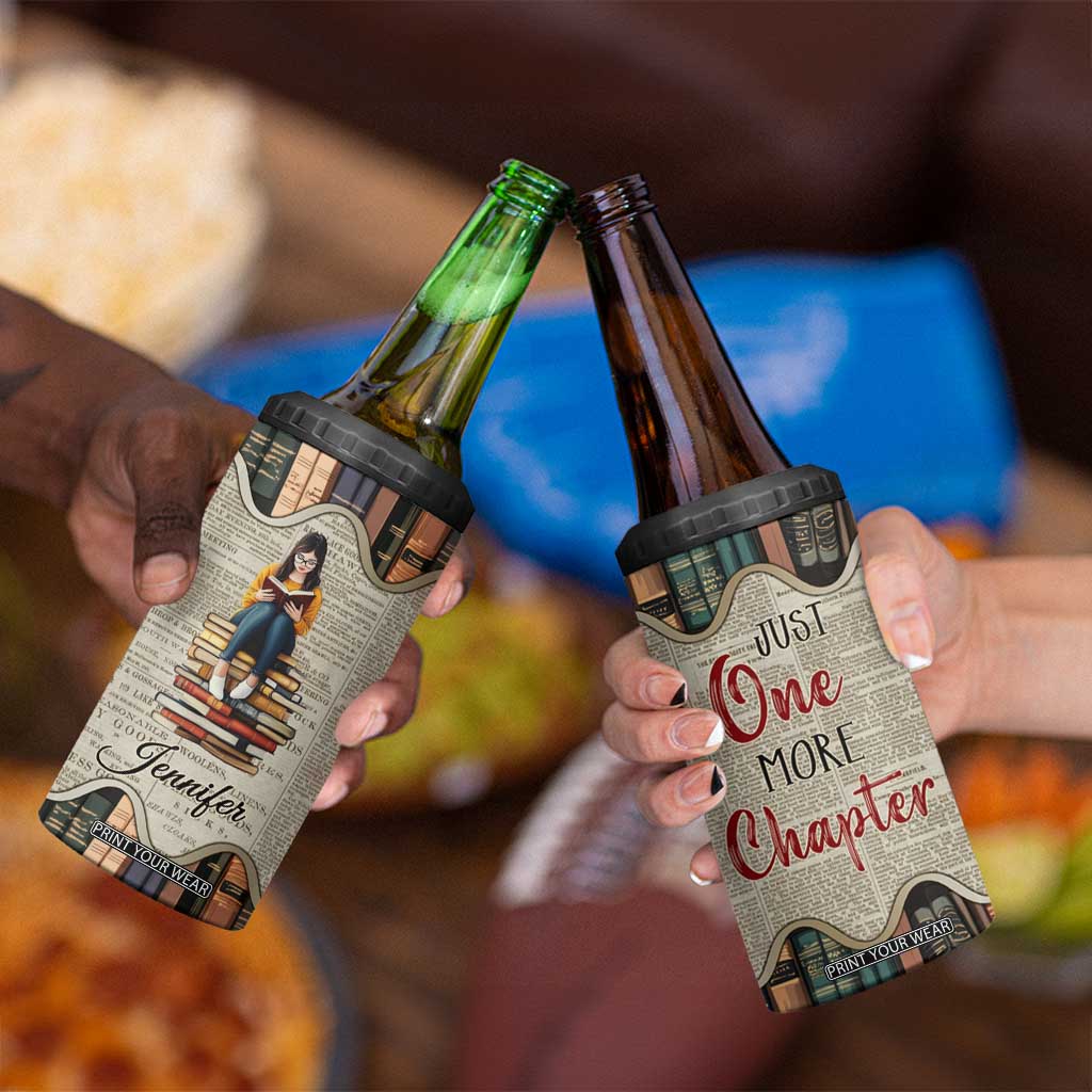 Personalized Book Lover 4 in 1 Can Cooler Tumbler Custom Name Just One More Chapter Bookworm Bibliophile Gift TB02 Print Your Wear