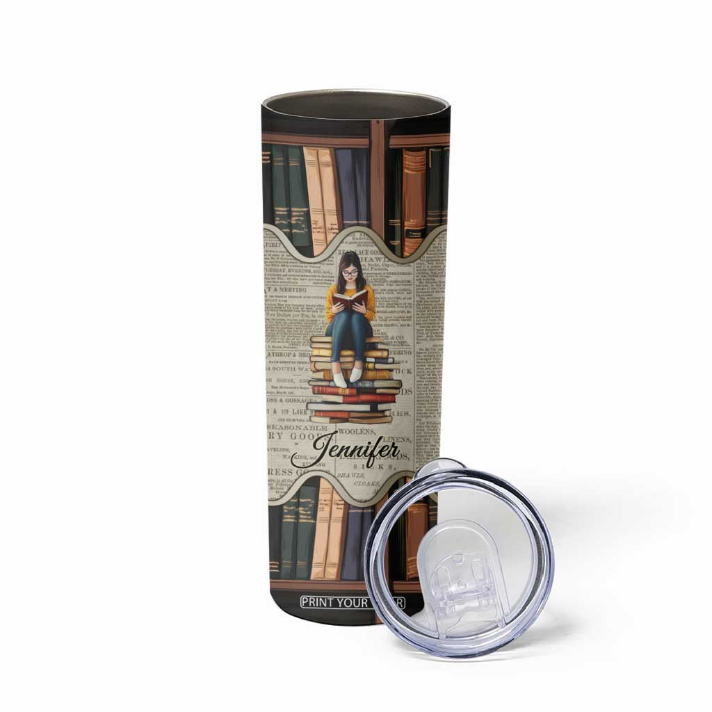 Personalized Book Lover Skinny Tumbler Custom Name Just One More Chapter Bookworm Bibliophile Gift TB02 Print Your Wear