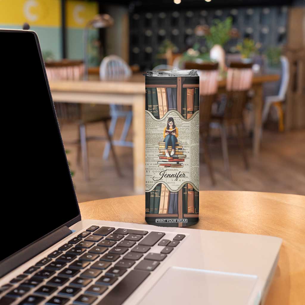 Personalized Book Lover Skinny Tumbler Custom Name Just One More Chapter Bookworm Bibliophile Gift TB02 Print Your Wear