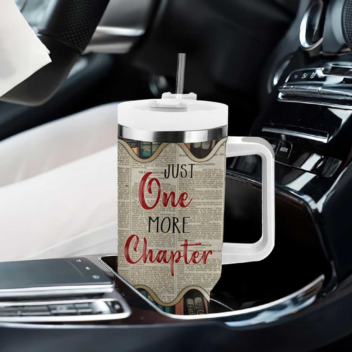 Personalized Book Lover Tumbler With Handle Custom Name Just One More Chapter Bookworm Bibliophile Gift TB02 Print Your Wear