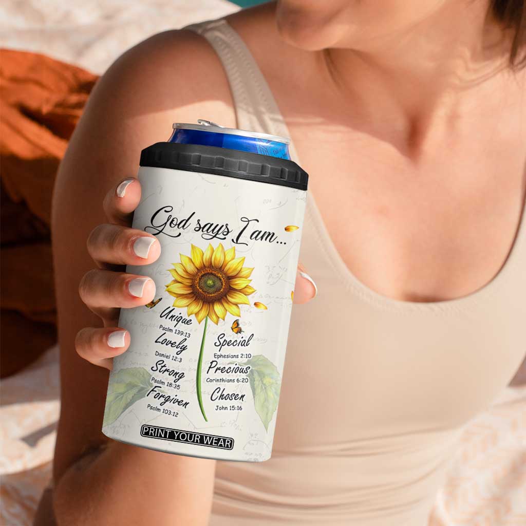 Personalized Nurse Sunflower 4 in 1 Can Cooler Tumbler Custom Name Rn Stethoscope Inspirational Christian Bible Verse Scripture TB02 Print Your Wear