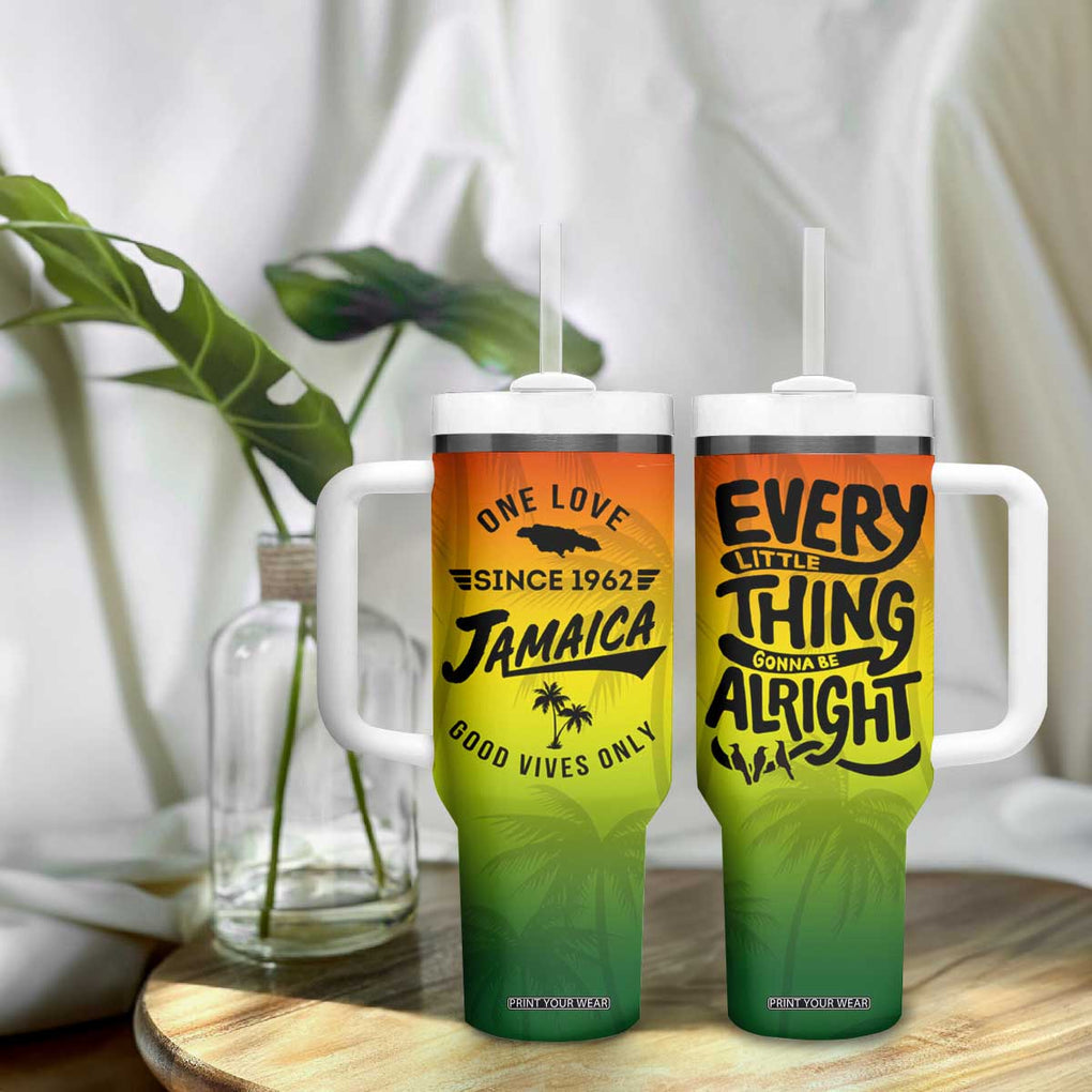 One Love Jamaica Tumbler With Handle Every Little Thing Gonna Be Alright Good Vibes Since 1962 TB02 Print Your Wear