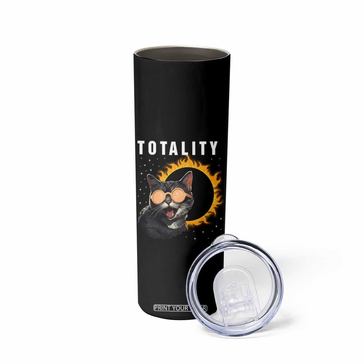 Total Solar Eclipse Skinny Tumbler Funny Cat Totality TB02 Printyourwear