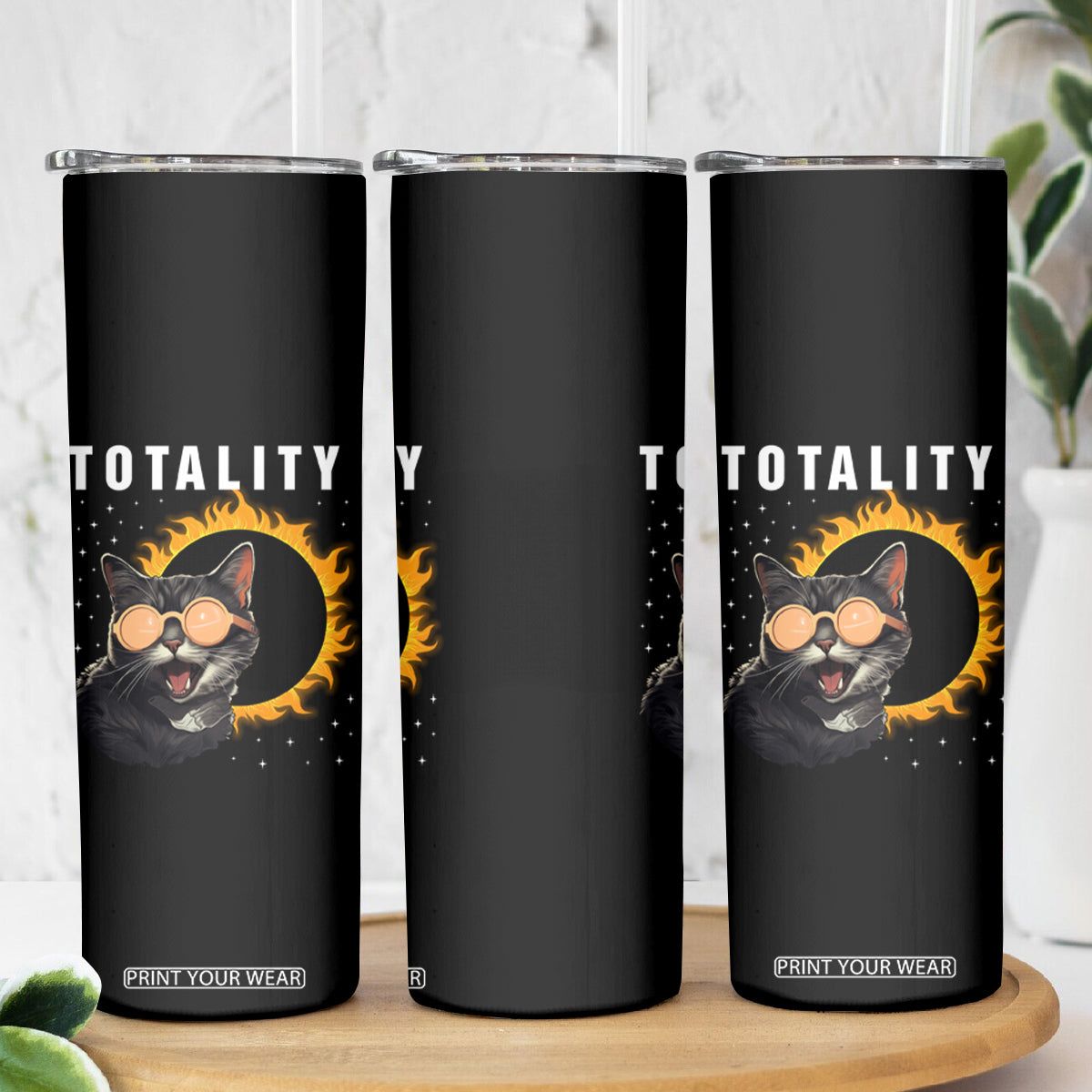 Total Solar Eclipse Skinny Tumbler Funny Cat Totality TB02 Printyourwear