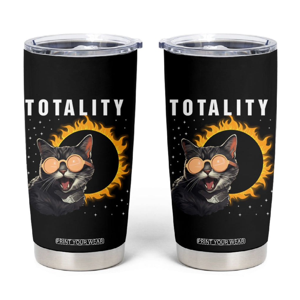 Total Solar Eclipse Tumbler Cup Funny Cat Totality TB02 Black Printyourwear