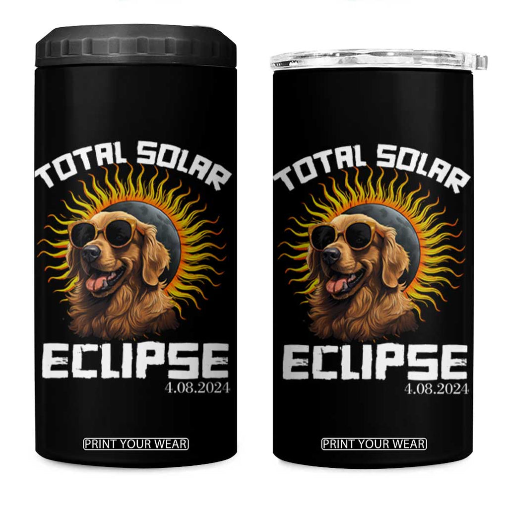 Total Solar Eclipse 4 in 1 Can Cooler Tumbler Golden Retriever April 8 2024 TB02 One Size: 16 oz Black Print Your Wear