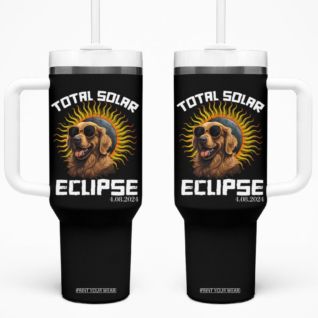 Total Solar Eclipse Tumbler With Handle Golden Retriever April 8 2024 TB02 One Size: 40 oz Black Printyourwear
