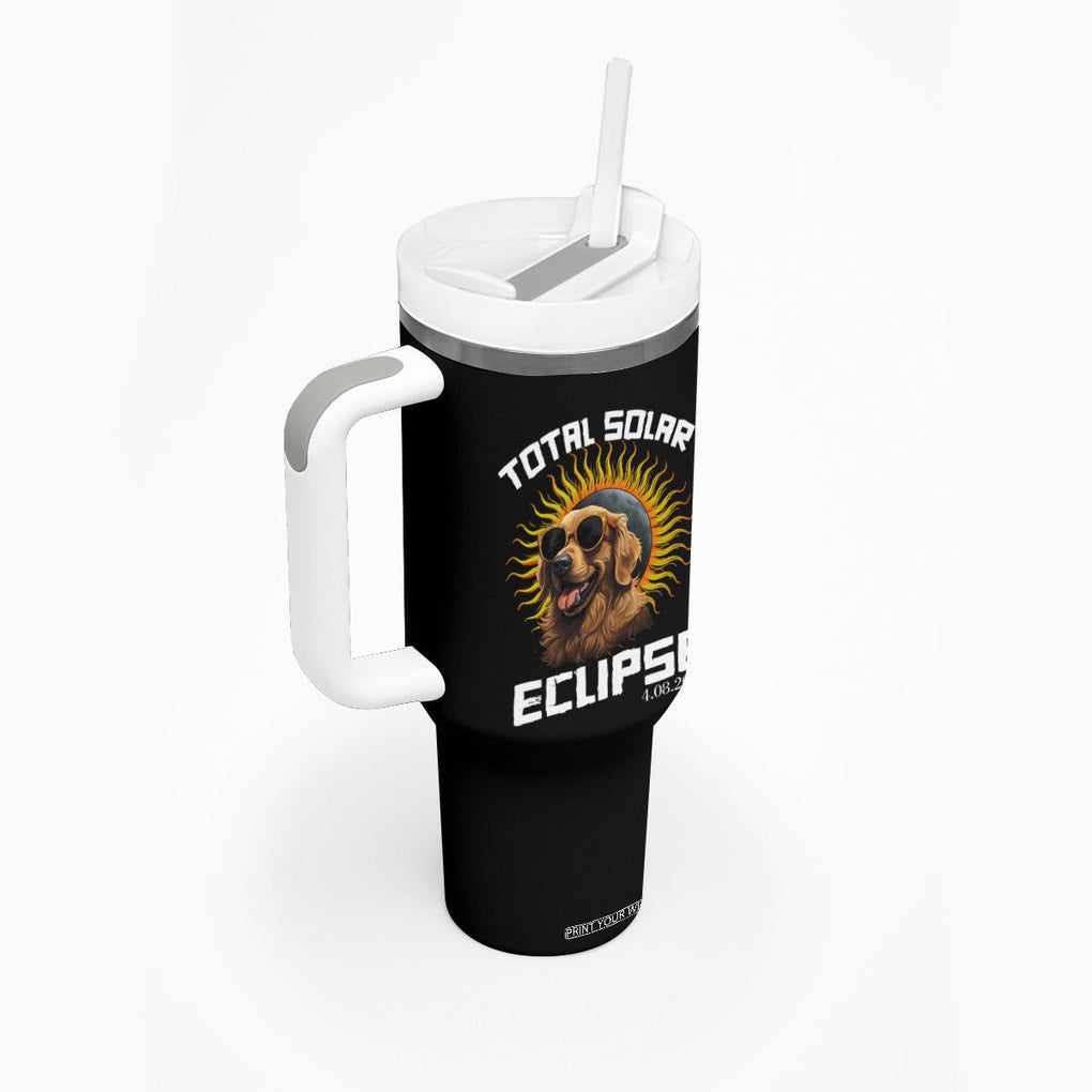 Total Solar Eclipse Tumbler With Handle Golden Retriever April 8 2024 TB02 Printyourwear