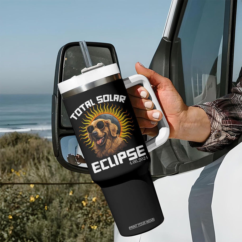 Total Solar Eclipse Tumbler With Handle Golden Retriever April 8 2024 TB02 Printyourwear