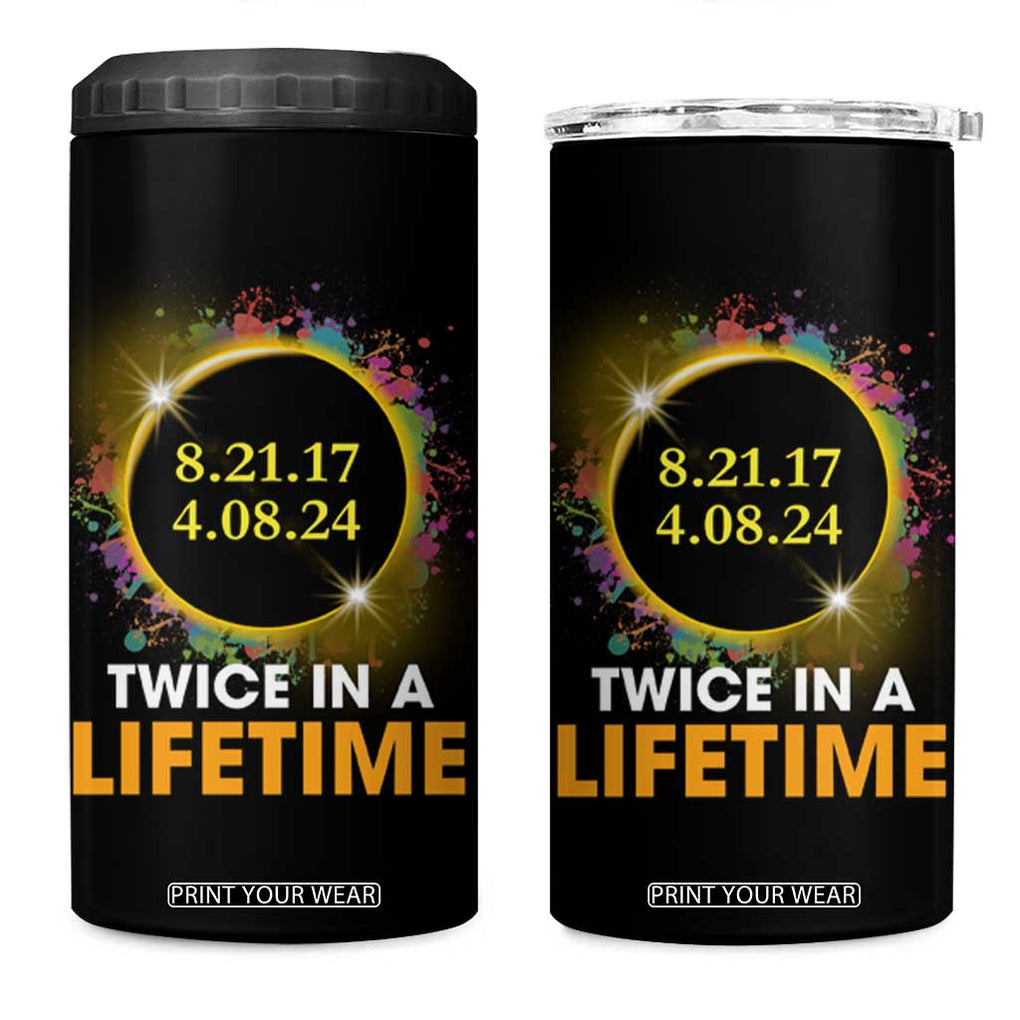 Total Solar Eclipse 4 in 1 Can Cooler Tumbler Twice In A Life Time American Totality 2024 2017 TB02 One Size: 16 oz Black Print Your Wear