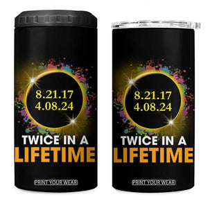 Total Solar Eclipse 4 in 1 Can Cooler Tumbler Twice In A Life Time American Totality 2024 2017 TB02 One Size: 16 oz Black Print Your Wear